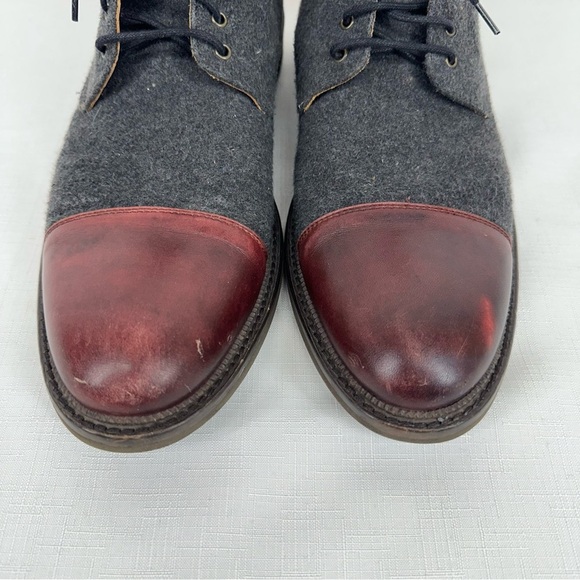 TAFT Men’s size 44 / 11 The Jack Oxblood Red Leather and Gray Wool Boots READ - Picture 3 of 16